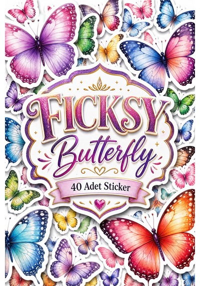 Sevimli Kelebekler Sticker Seti - 40 Adet Etiket Çıkartma Çok Renkli