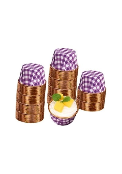 Cupcake/muffin /suffle Kek Kapsülü Mor Desenli 50 Li Yeşil