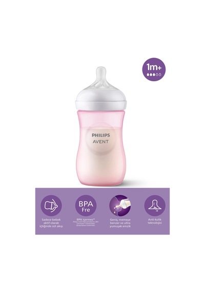 Philips Avent Avent Natural Response Pp Pembe Biberon 1+ Ay 260 Ml Scy903/11 Nhr