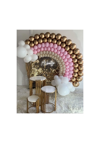 Krom Gold Makaron Pembe Deniz Kumu Ve Beyaz Balon Zinciri 100 Adet Mix