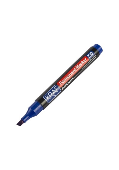 Kraf 230 Permanent Marker Kesik Uç Koli Kalemi - Mavi - 7 Adet Çok Renkli