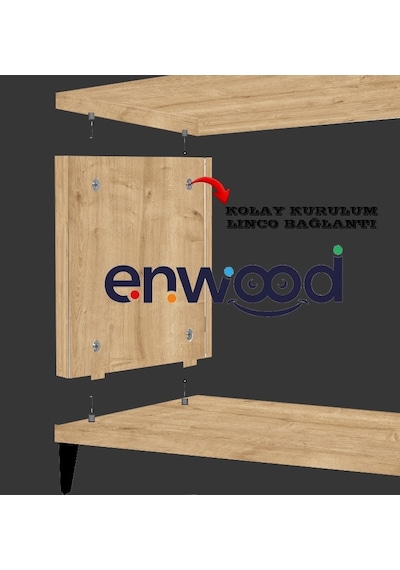Spica Safir Meşe Rengi Mdf 3 Kapak Ahşap Ayaklı 140 Cm Tv Ünitesi