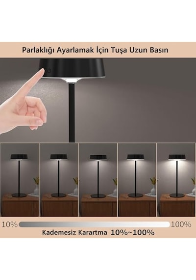 Solar Şarjlı Masa Lambası Dimmerli Dekoratif Dokunmatik Cafe Lambası Üç Işık Modu .