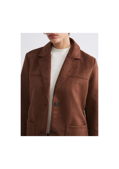 LC Waikiki Peak Yeni Sezon Süet Görünümlü Kadın Blazer Ceket Brown