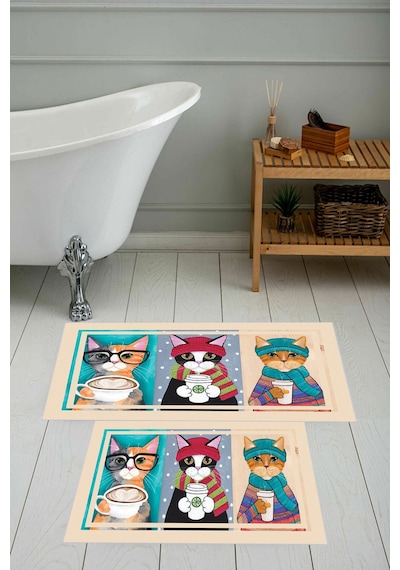 Eliana Home Dijital Baskı 2'li Banyo Paspas Takımı Lna5-sm103 100x60 Ve 60x50 Cm Krem