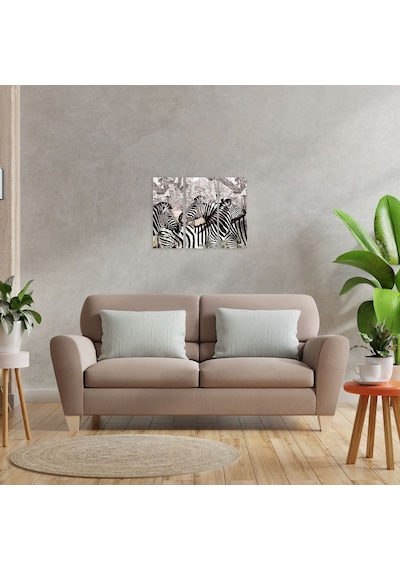 Zebra Desenli Üçlü Ahşap Duvar Panosu