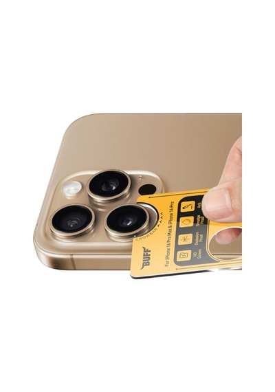 İphone 16 Pro Max / 16 Pro İle Uyumlu Titanyum 9h Lens Koruyucu Gold Brown