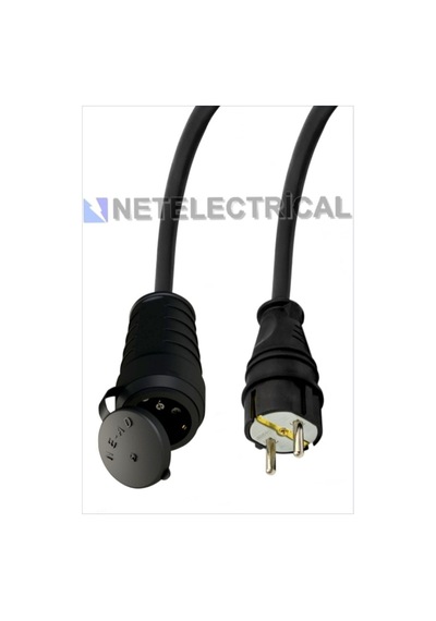 Kauçuk Tekli Topraklı Ara Uzatma Kablosu 7 Metre 3x2.5 Mm² Ttr Kalın Siyah Kablolu 7 Metre