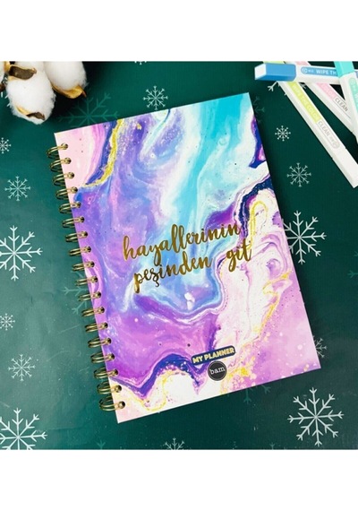 Hayallerinin Peşinden Git Tarihsiz Konuşan Ajanda Haftalık Yıllık Planlayıcı Akademik Ajanda Açık Mor