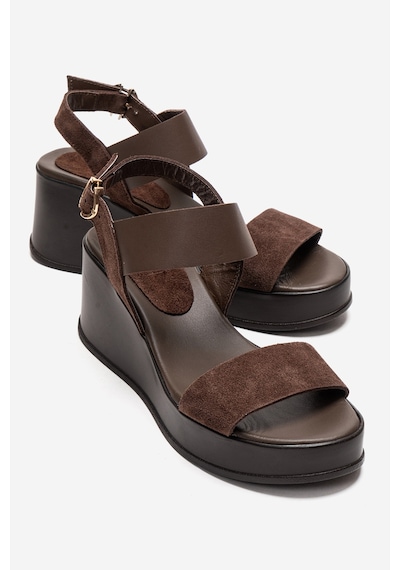 Luvishoes Lolanthe Kahverengi Cilt/kahverengi Süet Hakiki Deri Kadın Dolgu Topuklu Sandalet Luvishoes Lolanthe Kahverengi Cilt/kahverengi Süet Hakiki Deri Kadın Dolgu Topuklu Sandalet