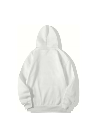 Brz Collection Oversize Unisex Basic Hoodie-beyaz Beyaz