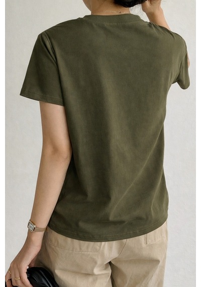 Cool Tarz Kadın Basic Ön Çizgi Detaylı Bisiklet Yaka Tişört Rahat Kalıp Günlük T-shirt Haki Haki Cool Tarz Kadın Basic Ön Çizgi Detaylı Bisiklet Yaka Tişört Rahat Kalıp Günlük T-shirt Haki Haki