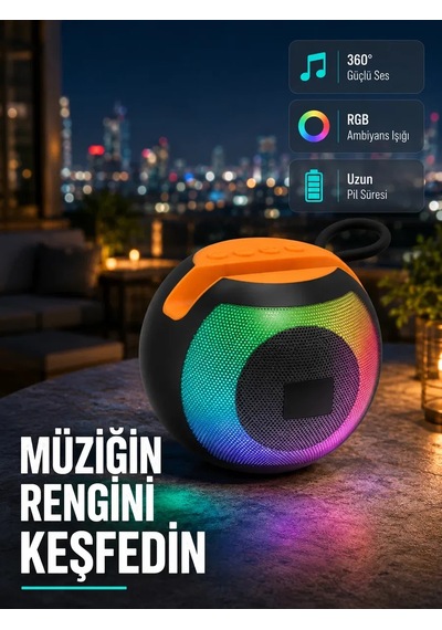 Bluetooth 5. 0 Hoparlör Rgb Işıklı, Güçlü Bas Ve 360 Surround Ses