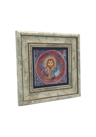 Kapadokya Göreme Karanlık Kilise Freski - Pantokrator İsa Mesih Baskılı Taş Tablo 20x20