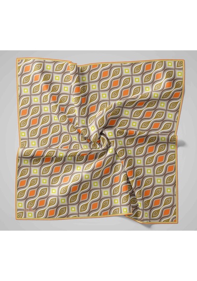 Silk Home Twill İpek Eşarp 11470-33 Küf Yeşili, Yağ Yeşili, Turuncu, Sarı