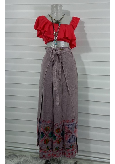 Eren Style Otantik Nakış İşlemeli Harem Şalvar Bulmaca Pantolon 103 Cm -8719 Pembe