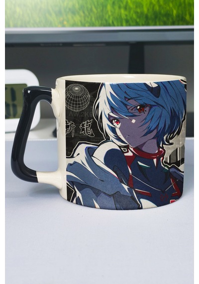 Neon Genesis Evangelion Rei Ayanami Anime Baskılı Seramik Lüks Kupa 1 Adet Özel Siyah Kulp Dalga Kulp V3d Çok Renkli