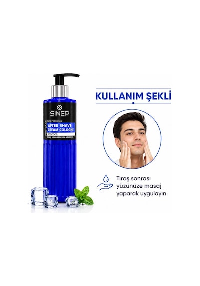 Sinep Tıraş Sonrası Nemlendiren Tahrişe Karşı Krem Kolonya, Balsam 400 Ml- Ice Cool