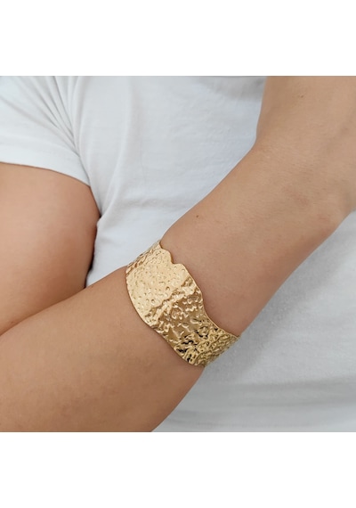 Chavin Gold Kalın Kelepçe Dizayn Çelik Kadın Bileklik Et80sr