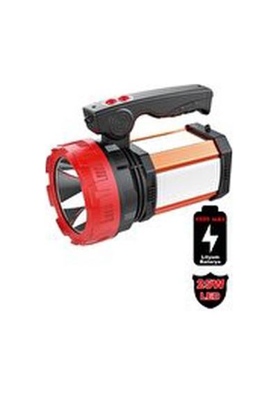 8100-yp 25w Ultra Güçlü Şarjlı El Feneri Projektör Sos+powerbank+usb Çıkış+25w Yan Aydınlatma Çok Renkli