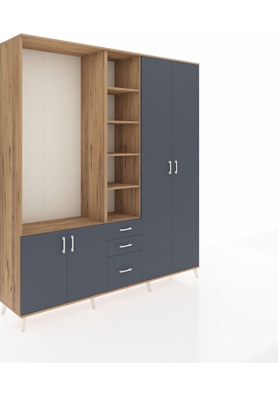 Hyperion Dolap 13 Raflı 3 Çekmeceli 4 Kapaklı 220x44x243 Çam-antrasit/antrasit Çok Renkli Hyperion Dolap 13 Raflı 3 Çekmeceli 4 Kapaklı 220x44x243 Çam-antrasit/antrasit Çok Renkli