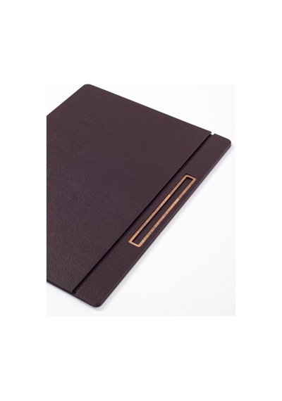 Turgut Office Deri Kapaklı Masa Sümeni Kahve Ahşap Detaylı 50 x 35 CM