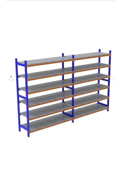 Alan Raf 6 Katlı 2'li Duble Depo Rafı - 300-350 Kg Taşıma Kapasiteli Hafif Rack Raf 50x90x200 Cm Gri