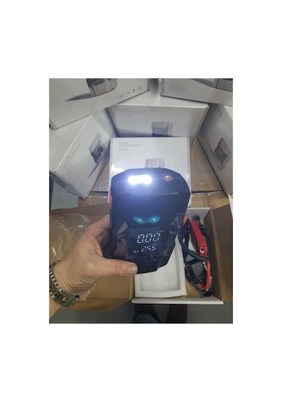 12000 Mah Akü Takviye Cihazi + 150psi Lastik Şişirme Hava Kompresörü Lcd Ekran Powerbank Led Lamba