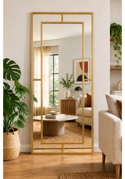 Effe Gold Metal Çerçeveli Yıldız 180x80 Cm Dekoratif Ayna