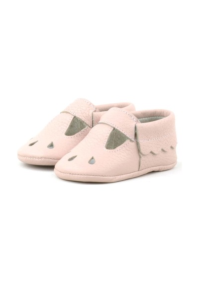 Hapshoe Kids Hakiki Deri Pudra Lastikli Kız Bebek Patik Pudra