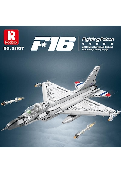 Reobrix 33027 F-16 Jet Uçak Yaratıcı Yapı Blok Seti Building Blocks F-16 Fighting Falcon -1427parça