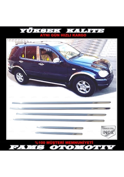 Mercedes Benz Ml W163 Krom Cam Çıtası 6 Prç. 1998-2005 P. Çelik