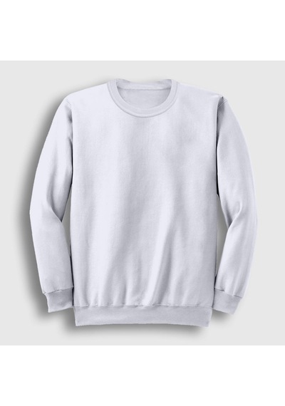 Presmono Unisex Beyaz Düz Baskısız Sweatshirt Beyaz