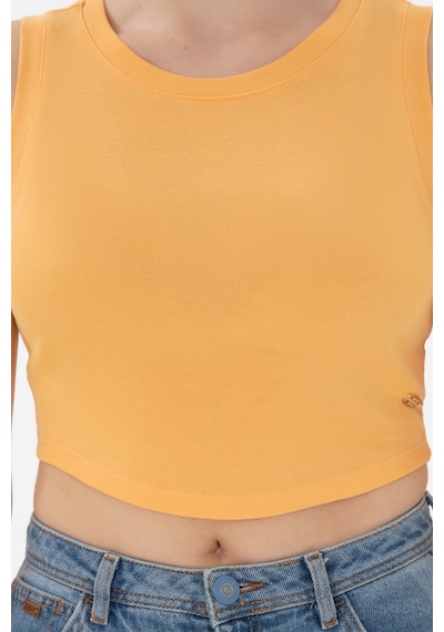 U.S. Polo Assn. Kadın Turuncu Kolsuz Bisiklet Yaka Crop Basic Tişört 50305695-VR202 U.S. Polo Assn. Kadın Turuncu Kolsuz Bisiklet Yaka Crop Basic Tişört 50305695-VR202