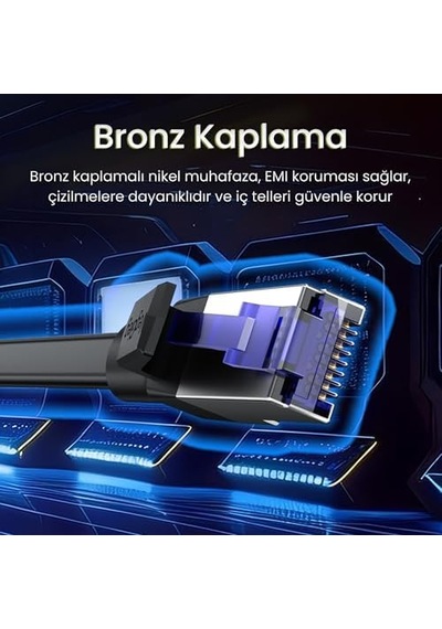 Cat7 10gbps Gigabit 600mhz Ftp Flat Ethernet Kablosu 10 Metre