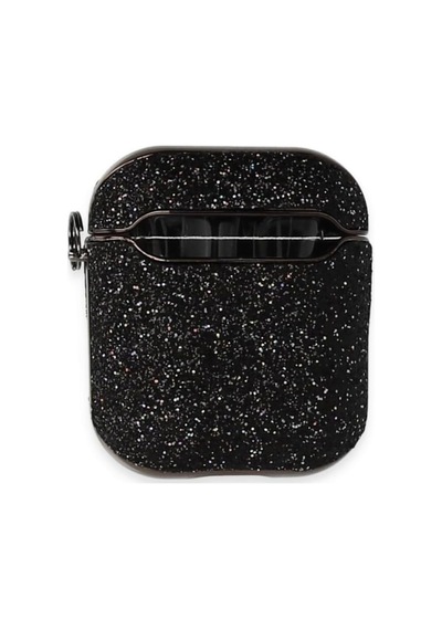 Airpods 1/2 Nesil İle Uyumlu Parıltılı Simli Lüks Kılıf Zarif Ve Işıltılı Tasarım, Anahtarlık Halkalı Black