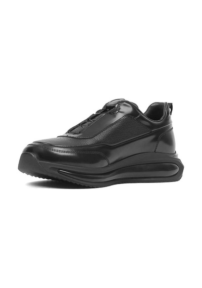 Erkek Siyah Açma Deri Sneaker