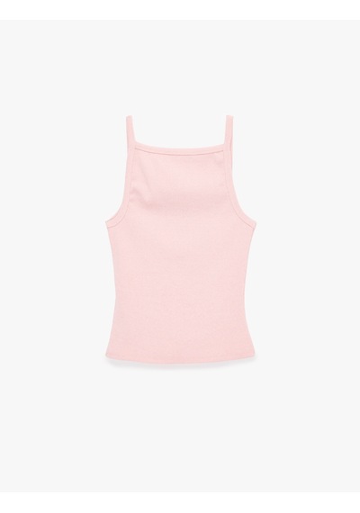 Koton Slim Fit Ribanalı Kolsuz Kare Yaka Bluz Pembe 6sak10235ek Gül