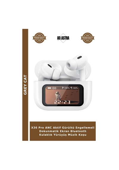 X36 Pro Anc Aktif Gürültü Engellemeli Dokunmatik Ekran Bluetooth Kulaklık Yürüyüş Müzik Koşu