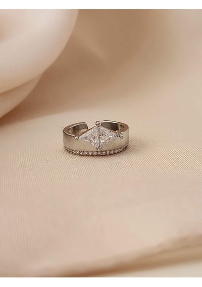 Baget Tektaş Model Eklem Kıkırdak Kemik Ayarlanabilir Gümüş Renkli Yüzük Silver