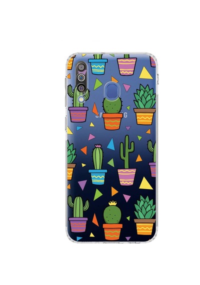 Samsung Galaxy M30 İle Uyumlu Water Color 4 Kamera Korumalı Şeffaf Kılıf Şeffaf