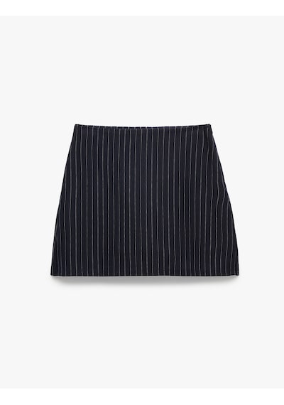 Koton Slim Fit Fermuar Detaylı Çizgili Mini Şort Etek Beyaz Çizgili 7wak10031uk