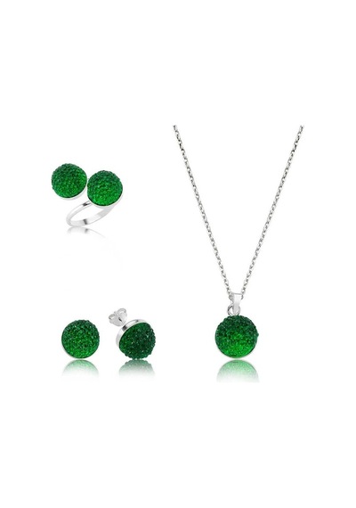 Gümüş Yeşil Kristal Kadın Set (551167597)