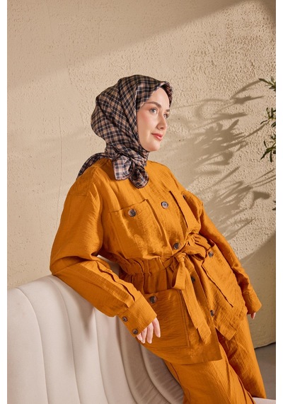 Silk Home Twill İpek Eşarp Ekose Lacivert Çok Renkli