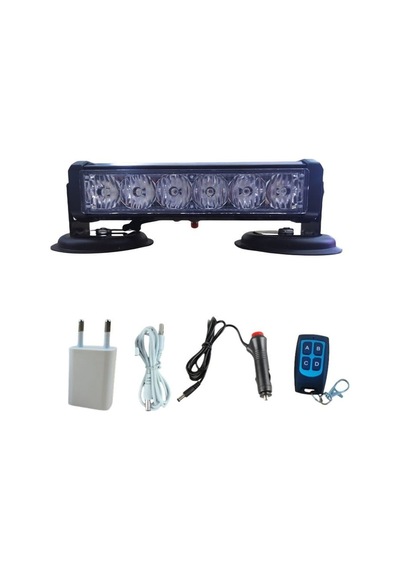 Tepe Çakar Lamba Mıknatıslı Vantuzlu 21 Fonksiyonlu 15,5cm 6 Ledli Kırmızı-mavi Usb-fiş Şarjlı-kumandalı Adet / Lapa118-2