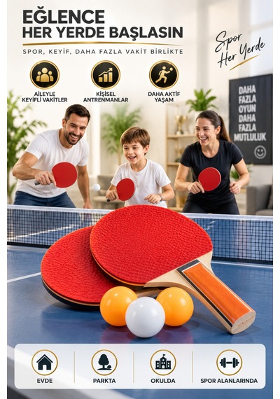 Masa Tenisi Raket Seti 2 Raket 3 Top Pinpon Raket Takımı Masa Tenisi Seti