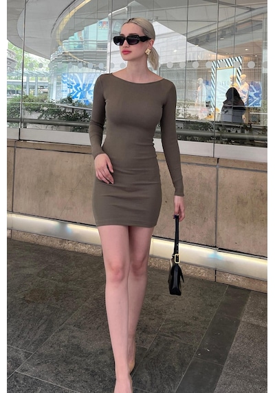 Madmext Haki Madonna Yaka Mini Elbise Mg2041-haki