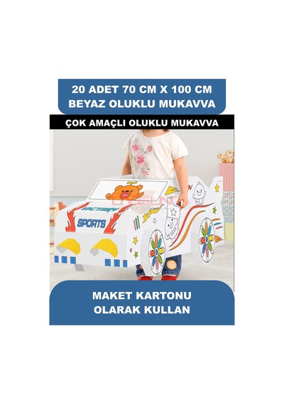 20 Adet 70cm X 100cm Baskısız Beyaz Oluklu Mukavva, Çocuk Etkinlik Kartonu, Maket Kartonu, Kargo Kartonu