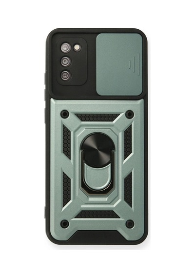 Samsung Galaxy A03s Kılıf Pars Lens Yüzüklü Silikon - Yeşil