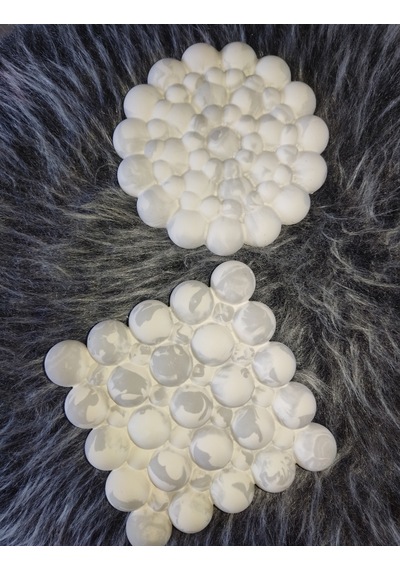 Kabarcık Bardak Altlığı Set Gri Beyaz
